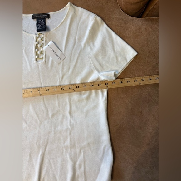 Cable & Gauge Missy Shirt Womens Large White Tee Stretch Round Neck NWT - Picture 3 of 5